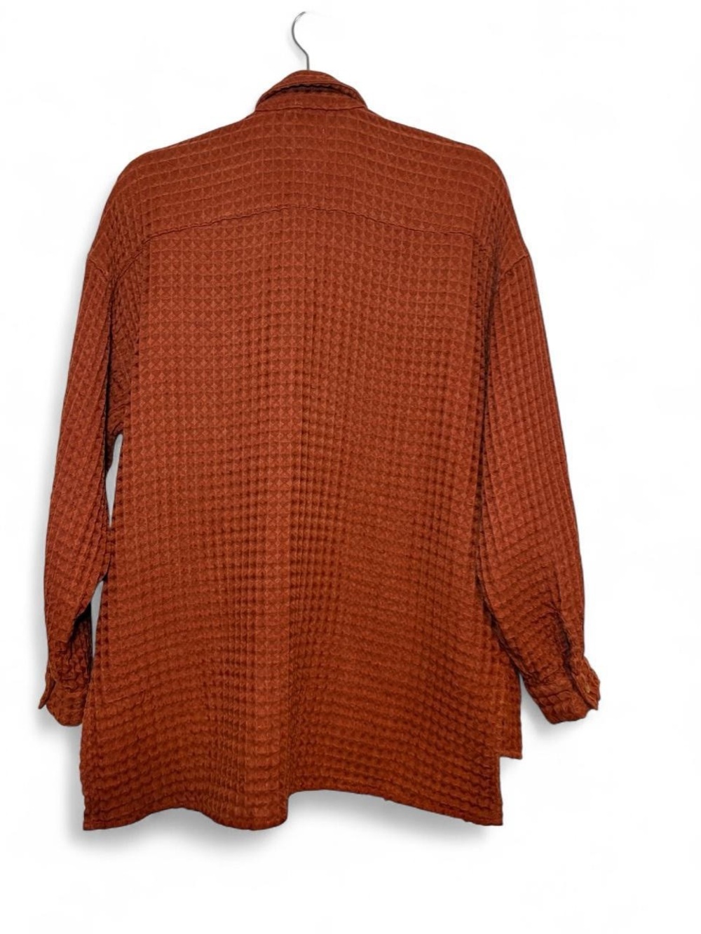 BDG Women’s Rust Waffle-Knit Button-Up Shirt - Picture 8 of 8